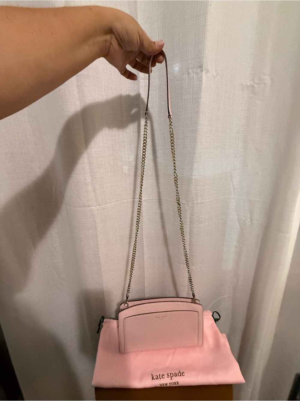 kate spade Pink Pebbled Leather Chain Crossbody - Picture 3 of 6
